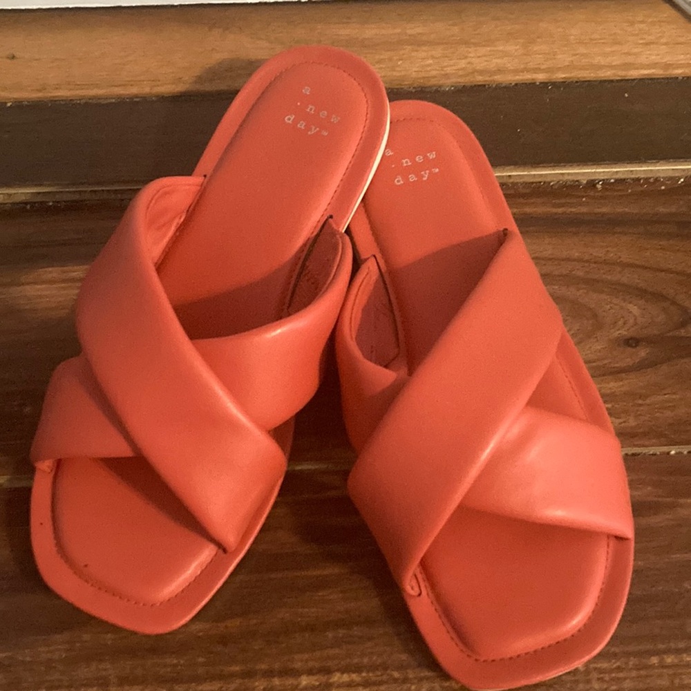 A New Day Coral sandals. Such a fun color! Only worn a couple of times.